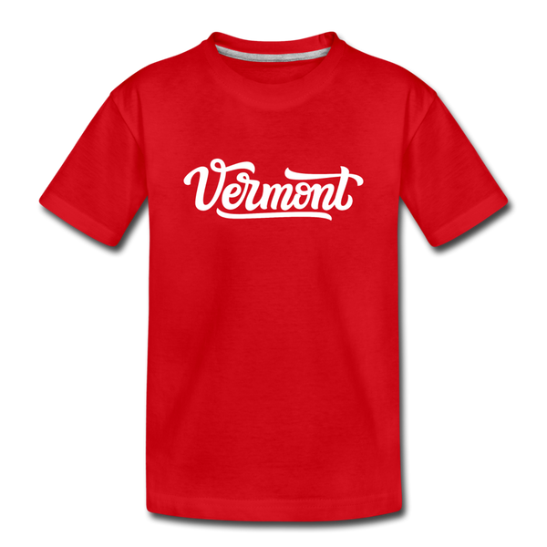 Vermont Youth T-Shirt - Hand Lettered Youth Vermont Tee - red