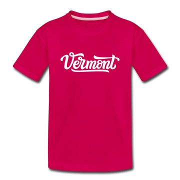 Vermont Youth T-Shirt - Hand Lettered Youth Vermont Tee - dark pink