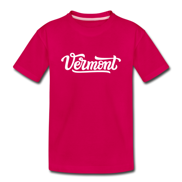 Vermont Youth T-Shirt - Hand Lettered Youth Vermont Tee - dark pink