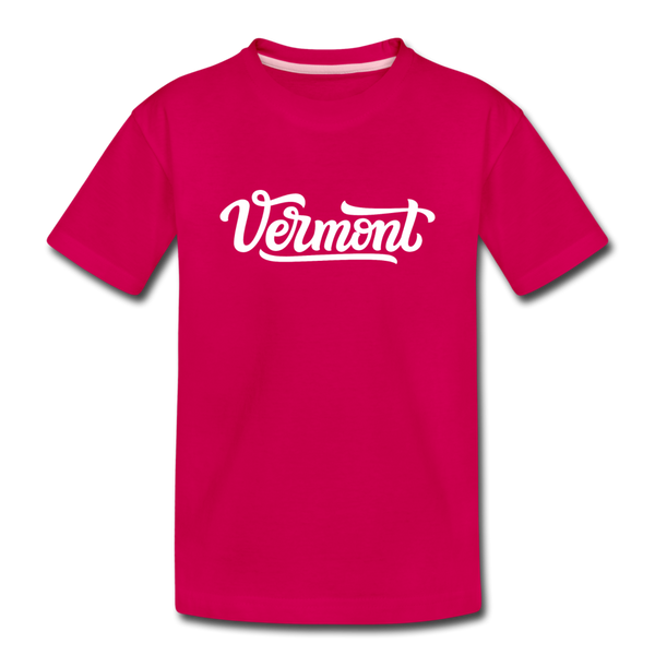 Vermont Youth T-Shirt - Hand Lettered Youth Vermont Tee - dark pink