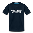 Vermont Youth T-Shirt - Hand Lettered Youth Vermont Tee - deep navy