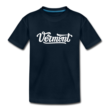 Vermont Youth T-Shirt - Hand Lettered Youth Vermont Tee - deep navy