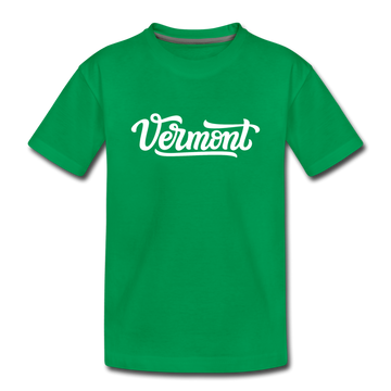 Vermont Youth T-Shirt - Hand Lettered Youth Vermont Tee - kelly green