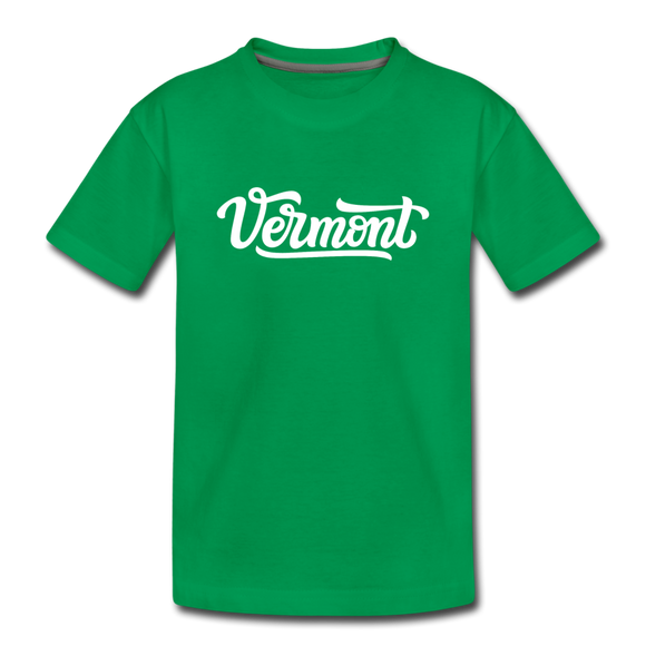 Vermont Youth T-Shirt - Hand Lettered Youth Vermont Tee - kelly green