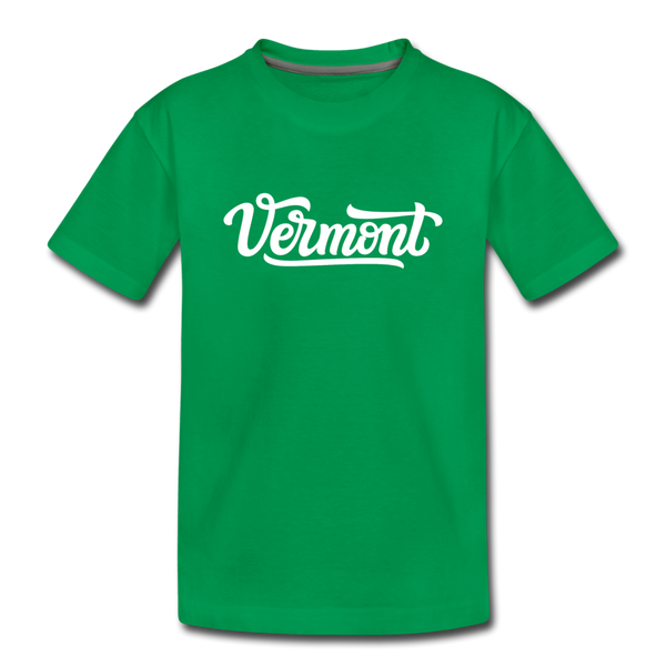 Vermont Youth T-Shirt - Hand Lettered Youth Vermont Tee - kelly green