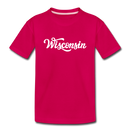 Wisconsin Youth T-Shirt - Hand Lettered Youth Wisconsin Tee - dark pink