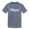 Wisconsin Youth T-Shirt - Hand Lettered Youth Wisconsin Tee - heather blue