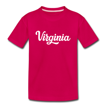 Virginia Youth T-Shirt - Hand Lettered Youth Virginia Tee - dark pink