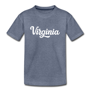 Virginia Youth T-Shirt - Hand Lettered Youth Virginia Tee - heather blue