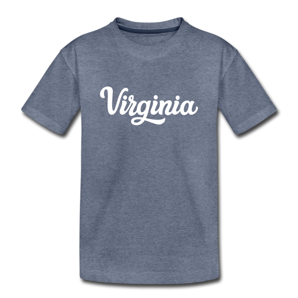 Virginia Youth T-Shirt - Hand Lettered Youth Virginia Tee - heather blue