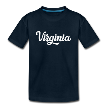 Virginia Youth T-Shirt - Hand Lettered Youth Virginia Tee - deep navy