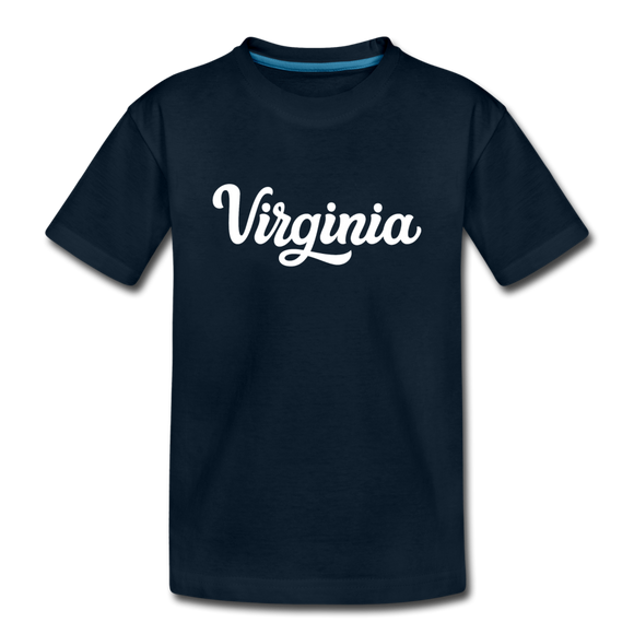 Virginia Youth T-Shirt - Hand Lettered Youth Virginia Tee - deep navy