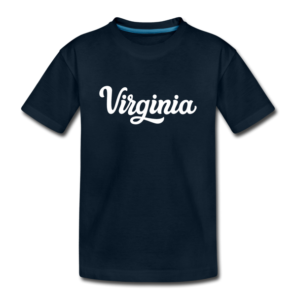 Virginia Youth T-Shirt - Hand Lettered Youth Virginia Tee - deep navy