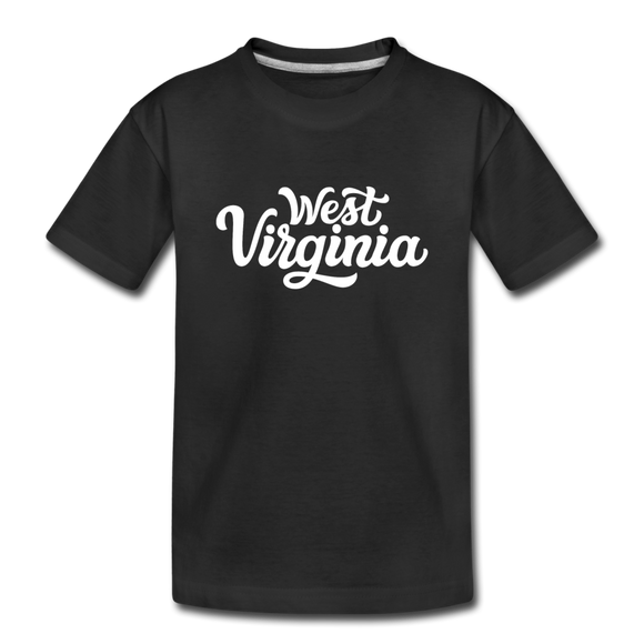 West Virginia Youth T-Shirt - Hand Lettered Youth West Virginia Tee - black