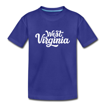West Virginia Youth T-Shirt - Hand Lettered Youth West Virginia Tee - royal blue