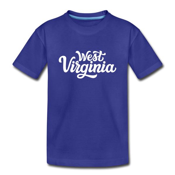 West Virginia Youth T-Shirt - Hand Lettered Youth West Virginia Tee - royal blue