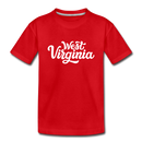 West Virginia Youth T-Shirt - Hand Lettered Youth West Virginia Tee - red