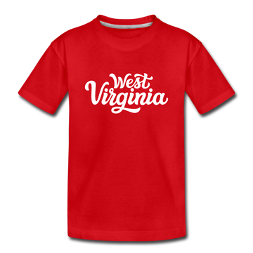 West Virginia Youth T-Shirt - Hand Lettered Youth West Virginia Tee - red