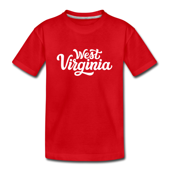 West Virginia Youth T-Shirt - Hand Lettered Youth West Virginia Tee - red