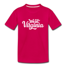 West Virginia Youth T-Shirt - Hand Lettered Youth West Virginia Tee - dark pink