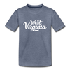 West Virginia Youth T-Shirt - Hand Lettered Youth West Virginia Tee - heather blue