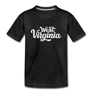 West Virginia Youth T-Shirt - Hand Lettered Youth West Virginia Tee - charcoal gray
