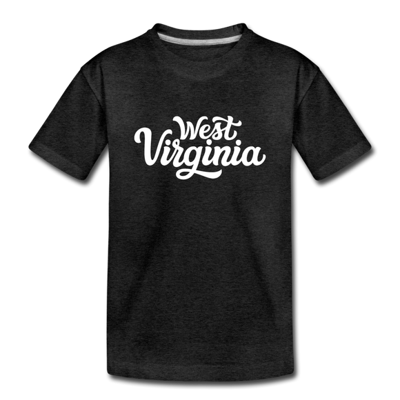 West Virginia Youth T-Shirt - Hand Lettered Youth West Virginia Tee - charcoal gray