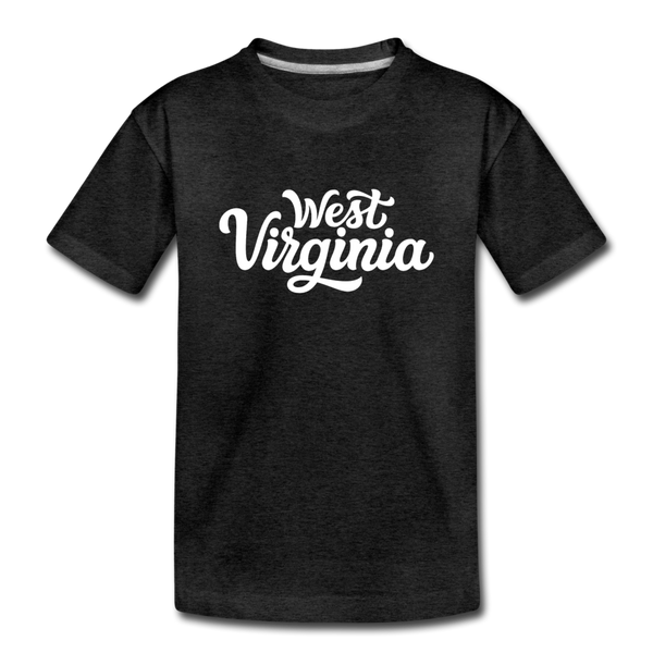 West Virginia Youth T-Shirt - Hand Lettered Youth West Virginia Tee - charcoal gray