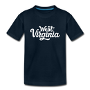 West Virginia Youth T-Shirt - Hand Lettered Youth West Virginia Tee - deep navy