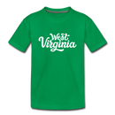 West Virginia Youth T-Shirt - Hand Lettered Youth West Virginia Tee - kelly green