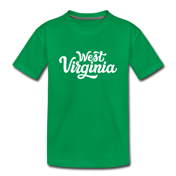 West Virginia Youth T-Shirt - Hand Lettered Youth West Virginia Tee - kelly green