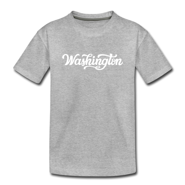 Washington Youth T-Shirt - Hand Lettered Youth Washington Tee - heather gray
