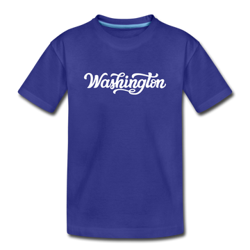Washington Youth T-Shirt - Hand Lettered Youth Washington Tee - royal blue