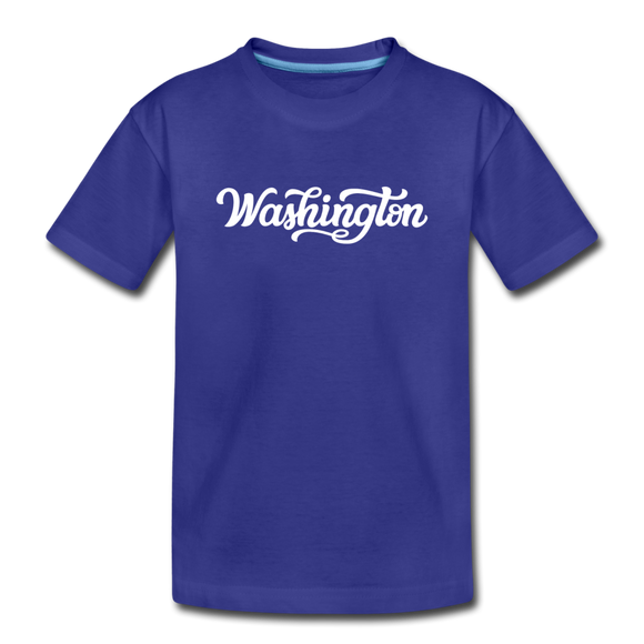 Washington Youth T-Shirt - Hand Lettered Youth Washington Tee - royal blue