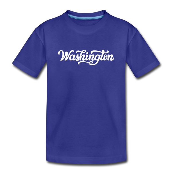 Washington Youth T-Shirt - Hand Lettered Youth Washington Tee - royal blue