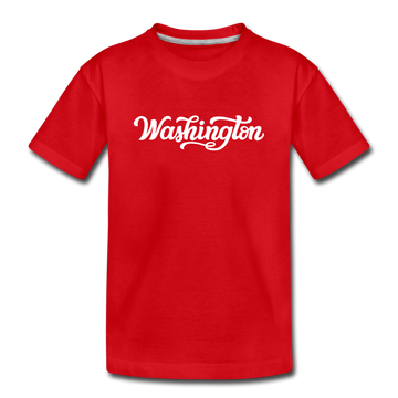 Washington Youth T-Shirt - Hand Lettered Youth Washington Tee - red