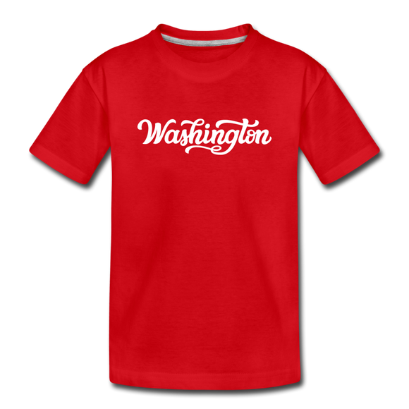 Washington Youth T-Shirt - Hand Lettered Youth Washington Tee - red