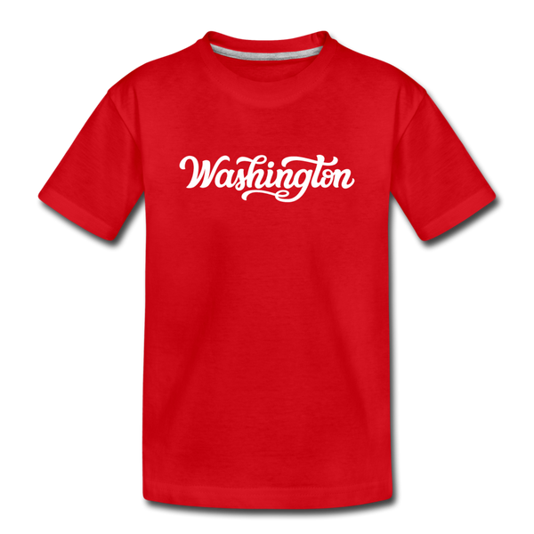Washington Youth T-Shirt - Hand Lettered Youth Washington Tee - red
