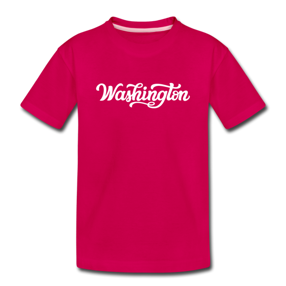 Washington Youth T-Shirt - Hand Lettered Youth Washington Tee - dark pink