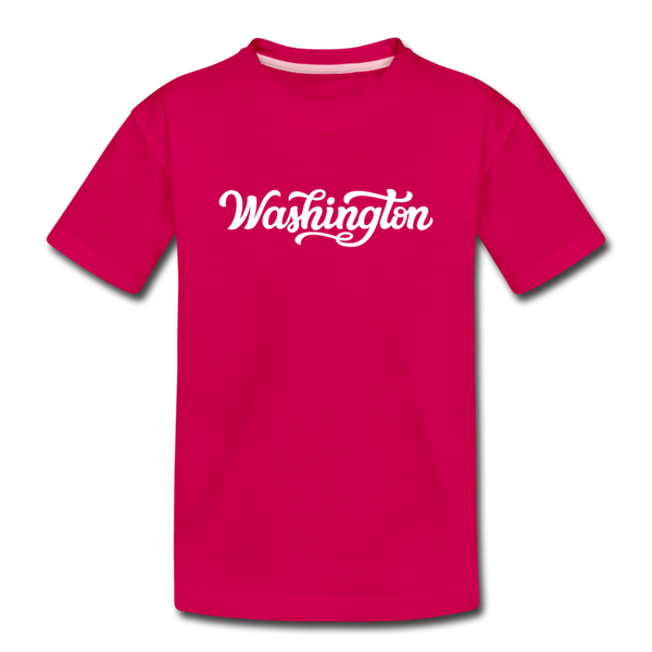 Washington Youth T-Shirt - Hand Lettered Youth Washington Tee - dark pink