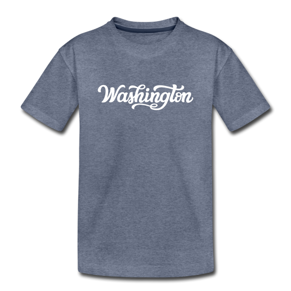 Washington Youth T-Shirt - Hand Lettered Youth Washington Tee - heather blue