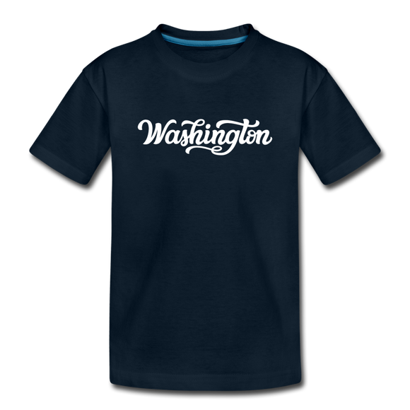 Washington Youth T-Shirt - Hand Lettered Youth Washington Tee - deep navy