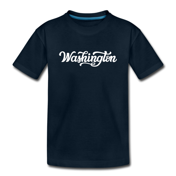 Washington Youth T-Shirt - Hand Lettered Youth Washington Tee - deep navy