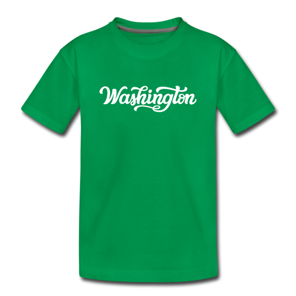 Washington Youth T-Shirt - Hand Lettered Youth Washington Tee - kelly green