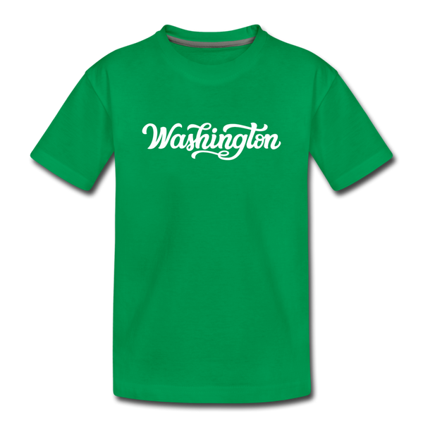 Washington Youth T-Shirt - Hand Lettered Youth Washington Tee - kelly green