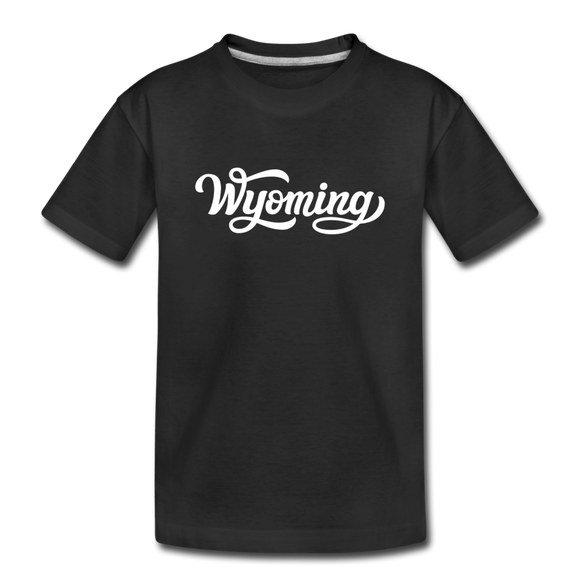 Wyoming Youth T-Shirt - Hand Lettered Youth Wyoming Tee - black