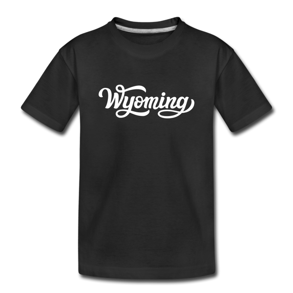Wyoming Youth T-Shirt - Hand Lettered Youth Wyoming Tee - black
