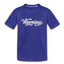 Wyoming Youth T-Shirt - Hand Lettered Youth Wyoming Tee - royal blue