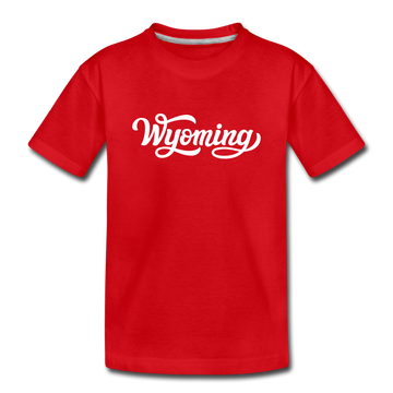 Wyoming Youth T-Shirt - Hand Lettered Youth Wyoming Tee - red