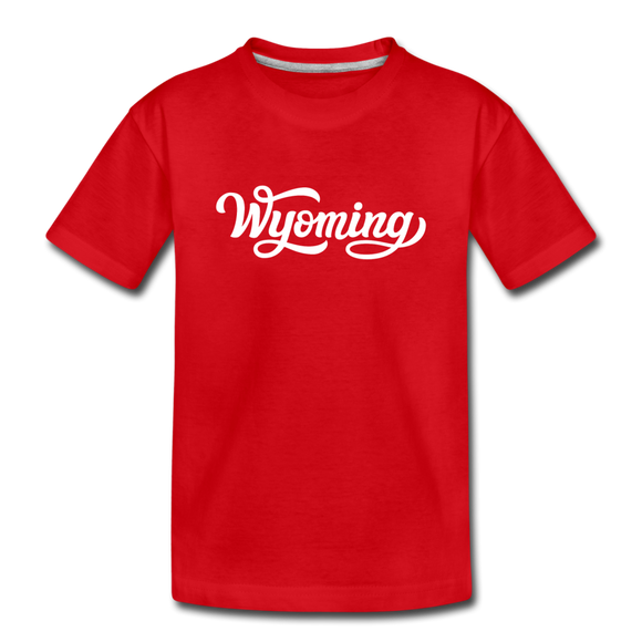 Wyoming Youth T-Shirt - Hand Lettered Youth Wyoming Tee - red
